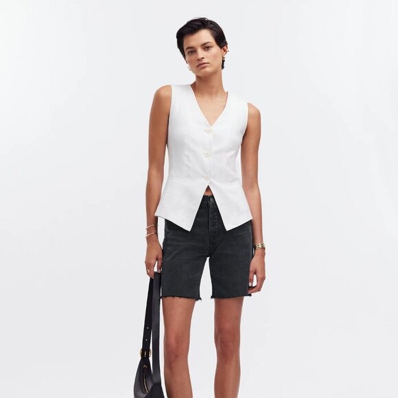 Madewell Long Denim Shorts- Black Bermuda Denim Shorts- Size 27 - Picture 2 of 13